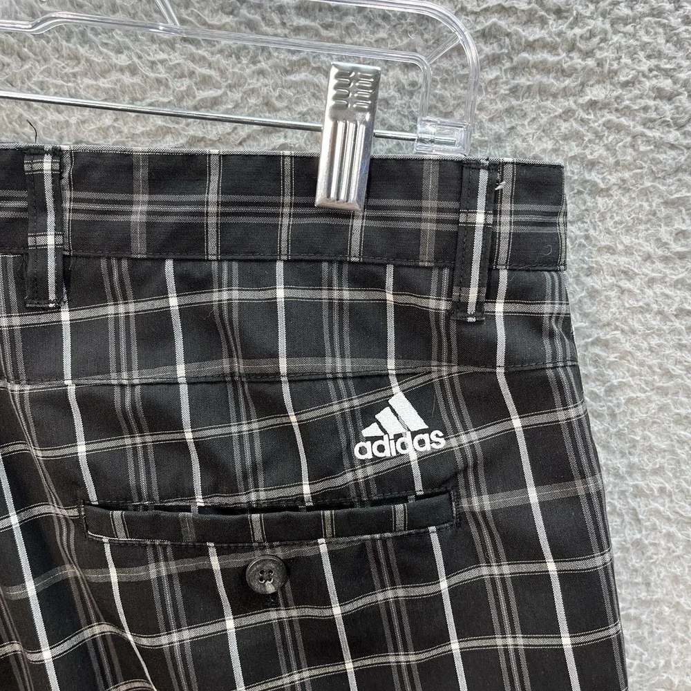 Adidas Golf Shorts Mens 32 Black‎ Gray White Plaid Cargo Preppy Sports Casual